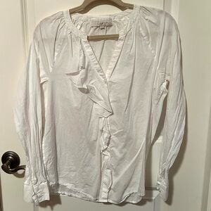 White Cotton blouse with Ruffle detail from Ann Taylor Loft